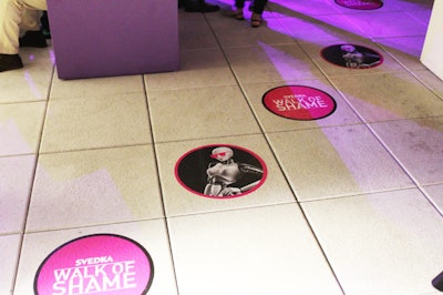 More decals placed on the floor led guests at Svedka's event from the Club Lounge to the terrace.