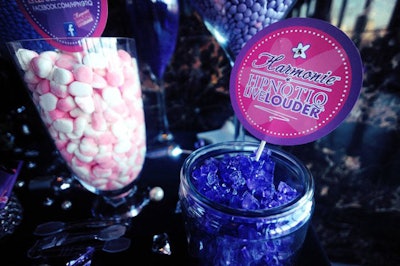 More sweet treats littered the candy bar at Hpnotiq's event, where signs promoted the brand's 'Live louder' slogan and Facebook page.