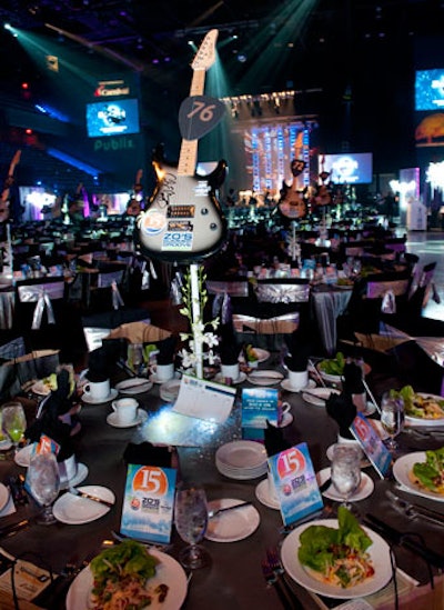 Guitar centerpieces were auctioned off to raise money for Alonzo Mourning Charities.