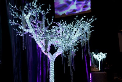 Lit trees with white lights and crystal beading draped from the branches were placed throughout to celebrate the 15th anniversary of the event.