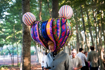 Russian artist Andrey Bartenev was one of dozens of colorfully dressed guests who took the evening's 'fearless' dress code to heart.