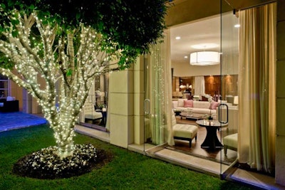 The Glass Lounge connects to the adjacent garden.