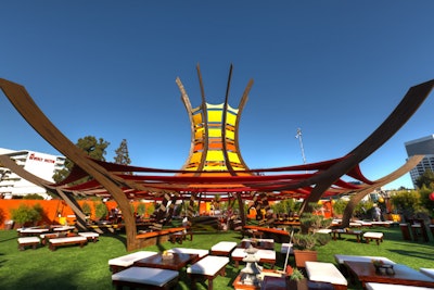 For its T.C.A. party, CBS used a 60-foot pagoda structure from the Do Lab as the centerpiece.