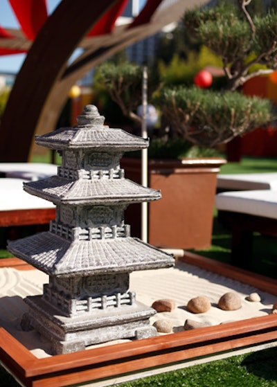 A Zen garden beckoned guests to rake their own patterns.