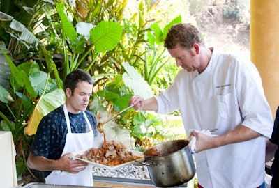 Saturday's mansion pool party included a roasted pig.