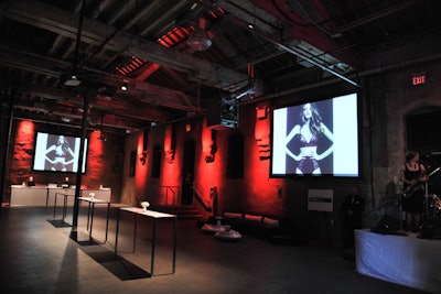 Red uplighting illuminated the historic Fermenting Cellar.