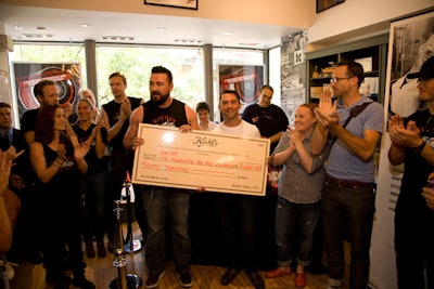 In Boston the team presented a $30,000 check to Amfar. At the final stop in New York, the check was for $100,000. Kiehl's is also donating 100 percent of the net profits from the sale of its limited edition Ultra Facial Cream to the charity.
