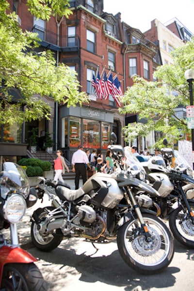 BMW of North America L.L.C. provided the bikes, which were parked on Newbury Street during the Boston event. In New York, the automotive brand interacted with consumers at a booth within the block party.