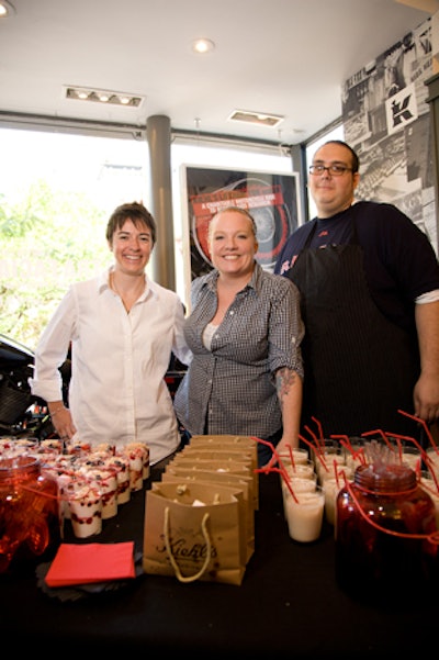 In Boston, former Top Chef contestant Tiffani Faison (pictured, center) prepared summery snacks.