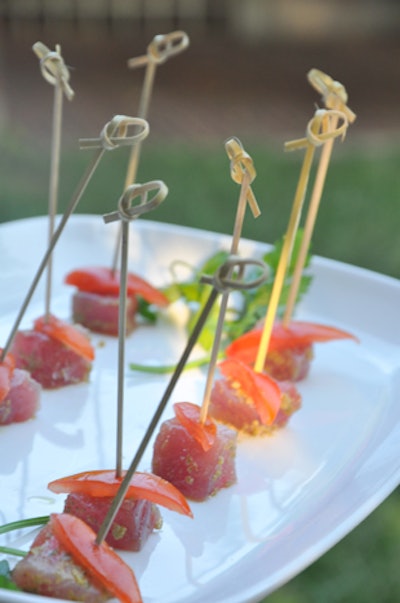 42° Catering Services served Campari tomato with tuna nicoise during the reception.