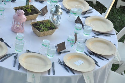 Guests used compostable and recyclable plates, cups, and flatware.