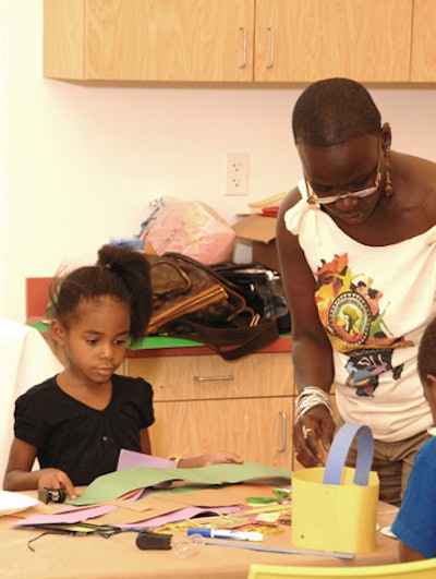 Arts and crafts kept young ones busy in the children's village.