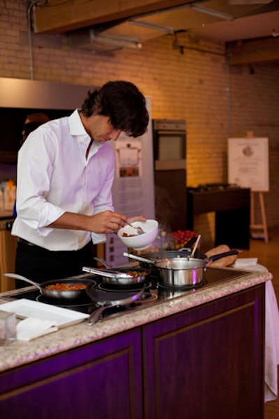 Eatertainment's Sebastien Centner demonstrated how to make crostini using the Electrolux induction cooking stove top.