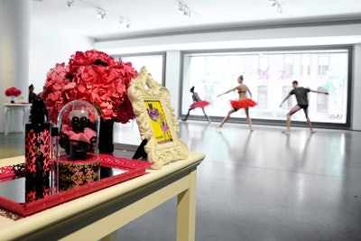 The beauty editor brunch to preview Betsey Johnson's new fragrance, Too Too, was held at Milk Gallery. Organizers took advantage of the clean spare look of the space, creating a ballet-studio-like setting mixed with vintage-style parlor furniture.