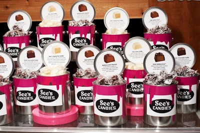 See's served candies out of paint jars.