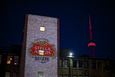 The Stella Artois logo was projected onto a neighbouring building.