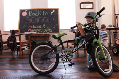 Chosen for its accessibility and open-plan layout, Midtown venue Gary's Loft served as the site for Schwinn's event on Wednesday. It was dressed up with school-themed decor such as blackboards, desks, and books.