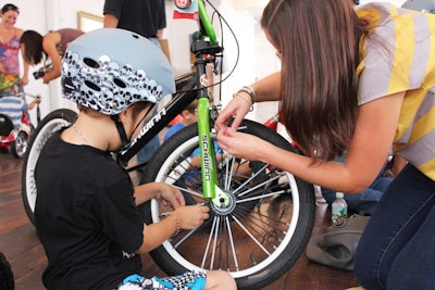 In addition to streamers and Bicycle brand playing cards, the organizers provided straws kids could attach to the spokes of the bikes.