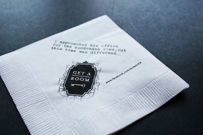 Durex also used custom-printed napkins as another playful way to integrate the promotion and its imagery into the press event.