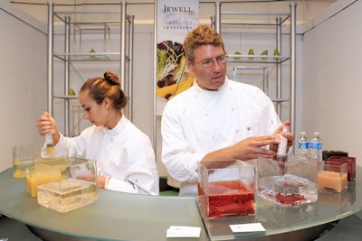 By squeezing fruit puree into containers of calcium, servers from Jewell Events Catering created fruit caviar on site.