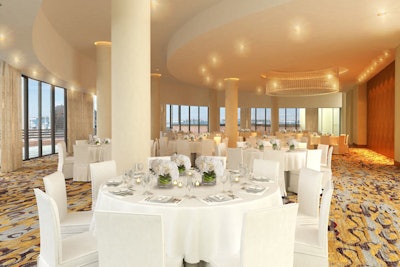 The Boston Marriott Long Wharf unveiled a new ballroom in late August. The space will host indoor and outdoor functions this fall.