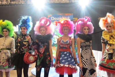 Models showed off a design collaboration between Desigual and Cirque du Soleil to a packed crowd on the show floor.