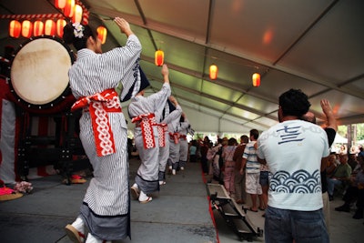 Chitose Kai, a Japanese dance group made up of local women, performed the bon, a slow, rhythmic dance to entertain the spirits.