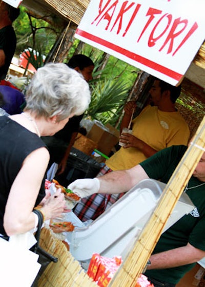 Food vendors served traditional Japanese food like yakitori.