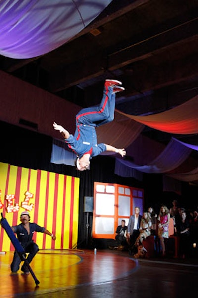 Some busker acts performed on the painted stage inside, while others wandered among the guests.