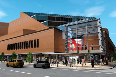 The new glass entrance at the Toronto Reference Library will be unveiled this fall, providing unhindered access to the event space upstairs.