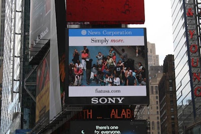 Using the Fox screen on the north facade of One Times Square, Fiat broadcast films including Ever After, Baz Luhrmann's Romeo Juliet, and