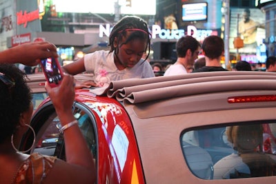 The event invited consumers to climb into the parked cars and check out the subcompacts' built-in features.