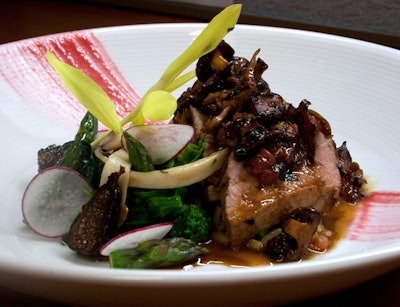 The Fontainebleau Miami Beach has added a dish with seared loin and braised veal with fontina orzo pasta, broccoli rabe with garlic and minced shallots, and roasted wild mushrooms with thyme and garlic to its fall catering menu.