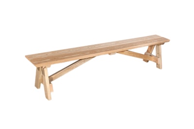 Natural picnic bench, $25, available from Boston to Washington D.C. from Something Different Party Rental.