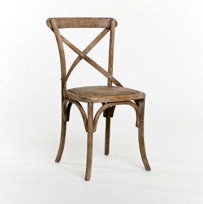 Limed grey oak French cafe chair from Bridge Furniture & Props, LLC is $125 and available in New York.