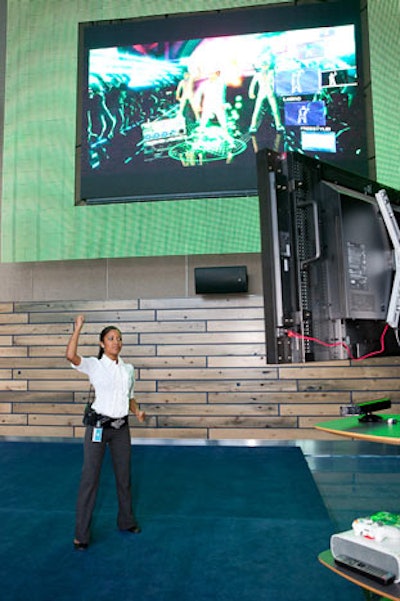 Guests could play Dance Central on Kinect, while other watched their performance on a 21- by 13-foot screen in the atrium.