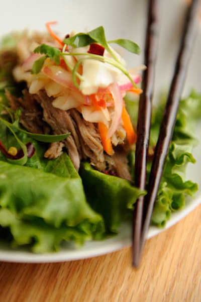 The South Korea markeplace will serve lettuce wraps with roast pork and kimchi slaw.