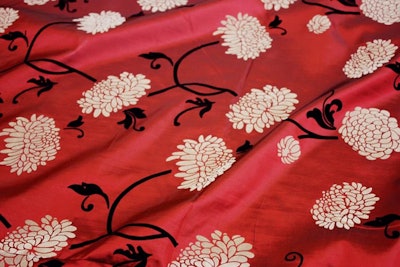 Taffeta fabric with raised velvet design
