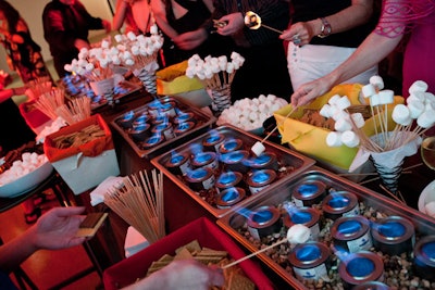 At the Campfire Ball benefit for Children’s Oncology Services in May at Venue One in Chicago, Cork Catering set up a make-your-own s’mores station.
