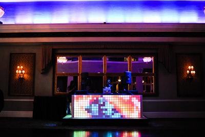 In the Governor's Room, the DJ booth was covered in glowing tiles that changed colour.