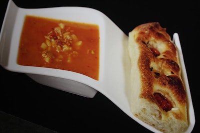 Carmona New York's porcelain dishes, such as this soup and bread combination, can go from oven to table to freezer to dishwasher.