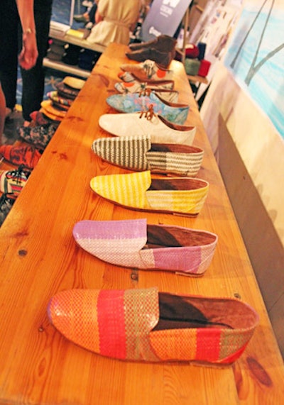 The New York Fresh Faces in Fashion event also exhibited Osborn's handmade, brightly colored shoes.