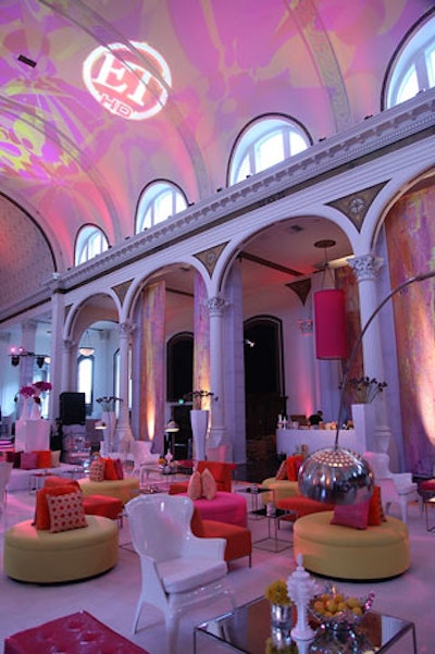 Colorful pillows dotted seating inside the space.