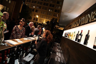 Sponsor Diageo poured its offerings from a clean-looking wooden wine bar outside.