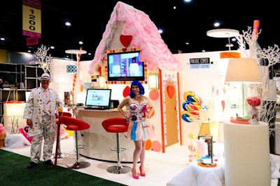 Pacific Coast Contract Lighting's Katy Perry-inspired space included a Candy Land-esque house displaying some of their products.