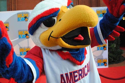 American University's mascot Clawed the Eagle posed for photos with guests on the red carpet.
