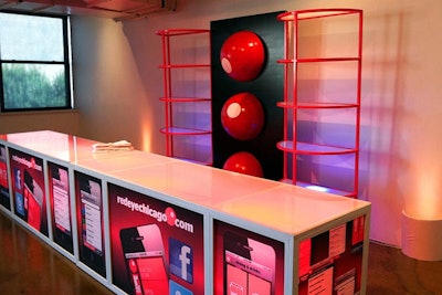 The custom bars had bases that showcased the media company's new mobile applications.