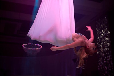 Several aerial gymnasts from Metropolis Productions performed during the V.I.P. reception.