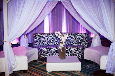 Chic Event Furniture Rental used drapes to add intimacy to the lounge seating in the V.I.P. reception.