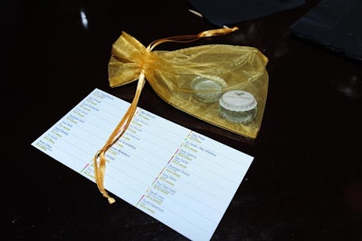 As they entered, guests were given bottle caps. They dropped one bottle cap in a glass jar on the table of the chefs who created their favorite 'on a stick,' 'in a glass,' 'on a bun,' or 'in a shell' dishes.